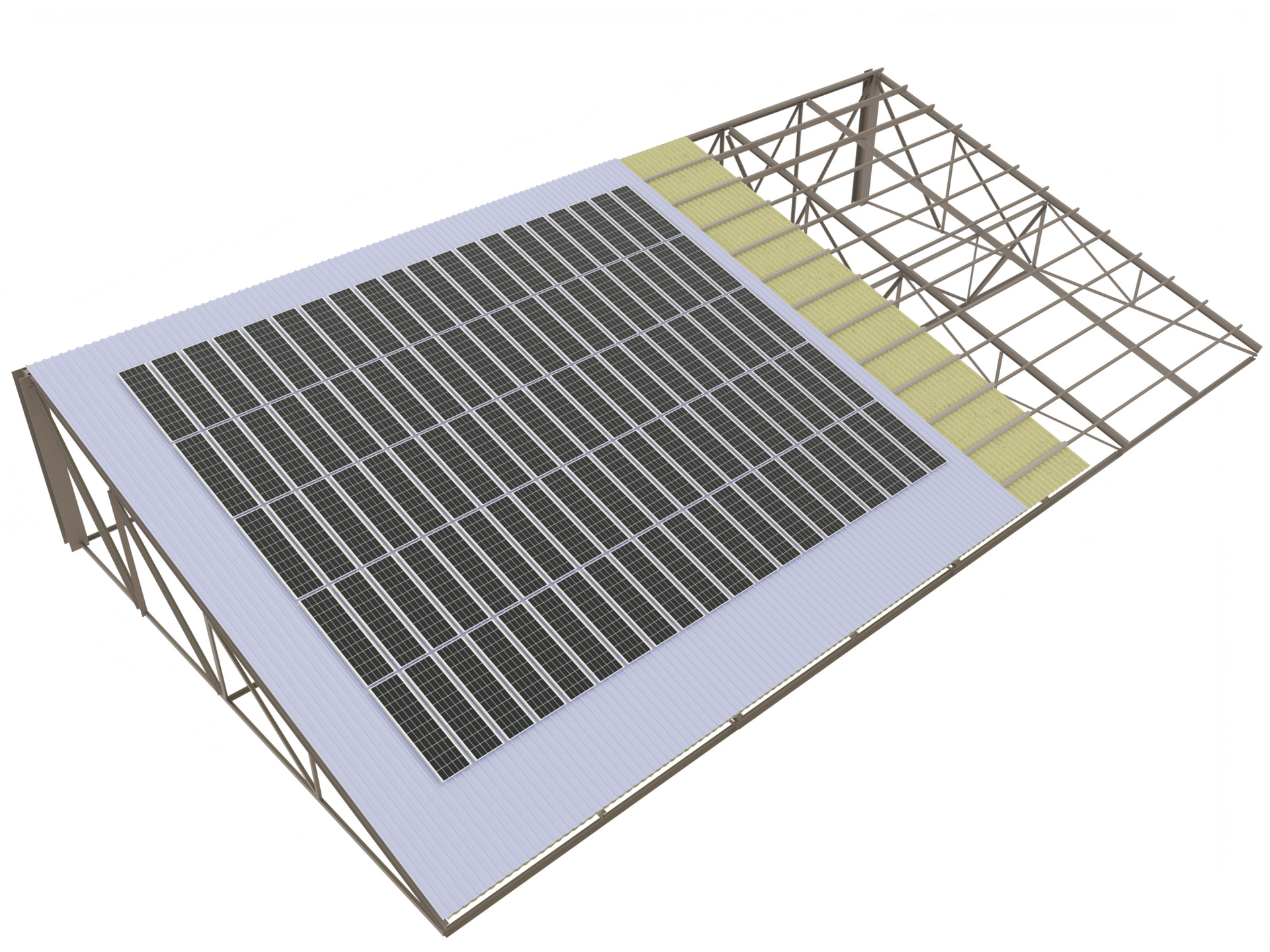 実証システムイメージ図（屋根構造に対するパネル配置）