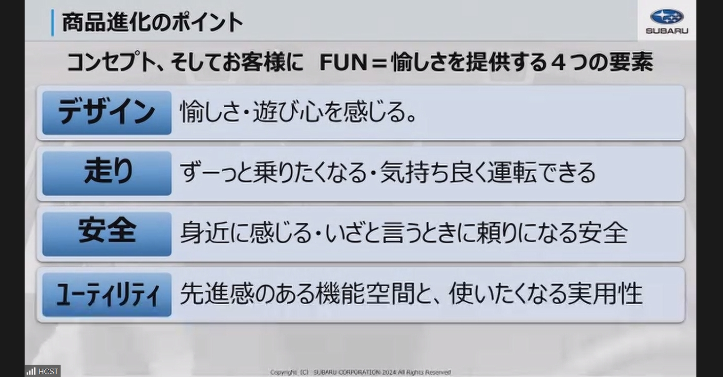 「デザイン」「走り」「安全」「ユーティリティ」の4点に注力して進化させている