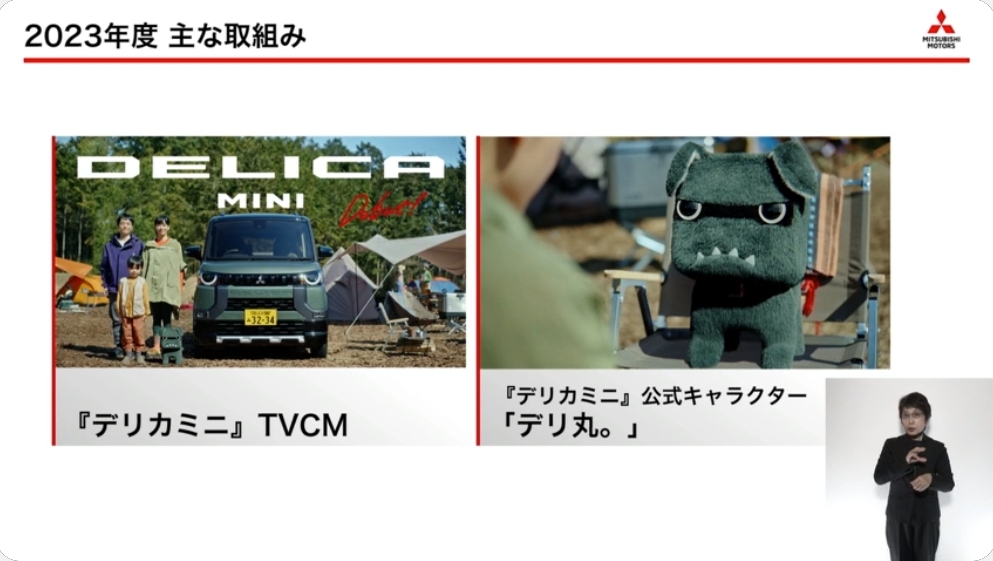 デリカミニは公式キャラクター「デリ丸。」が登場するTV-CMも好評を得た