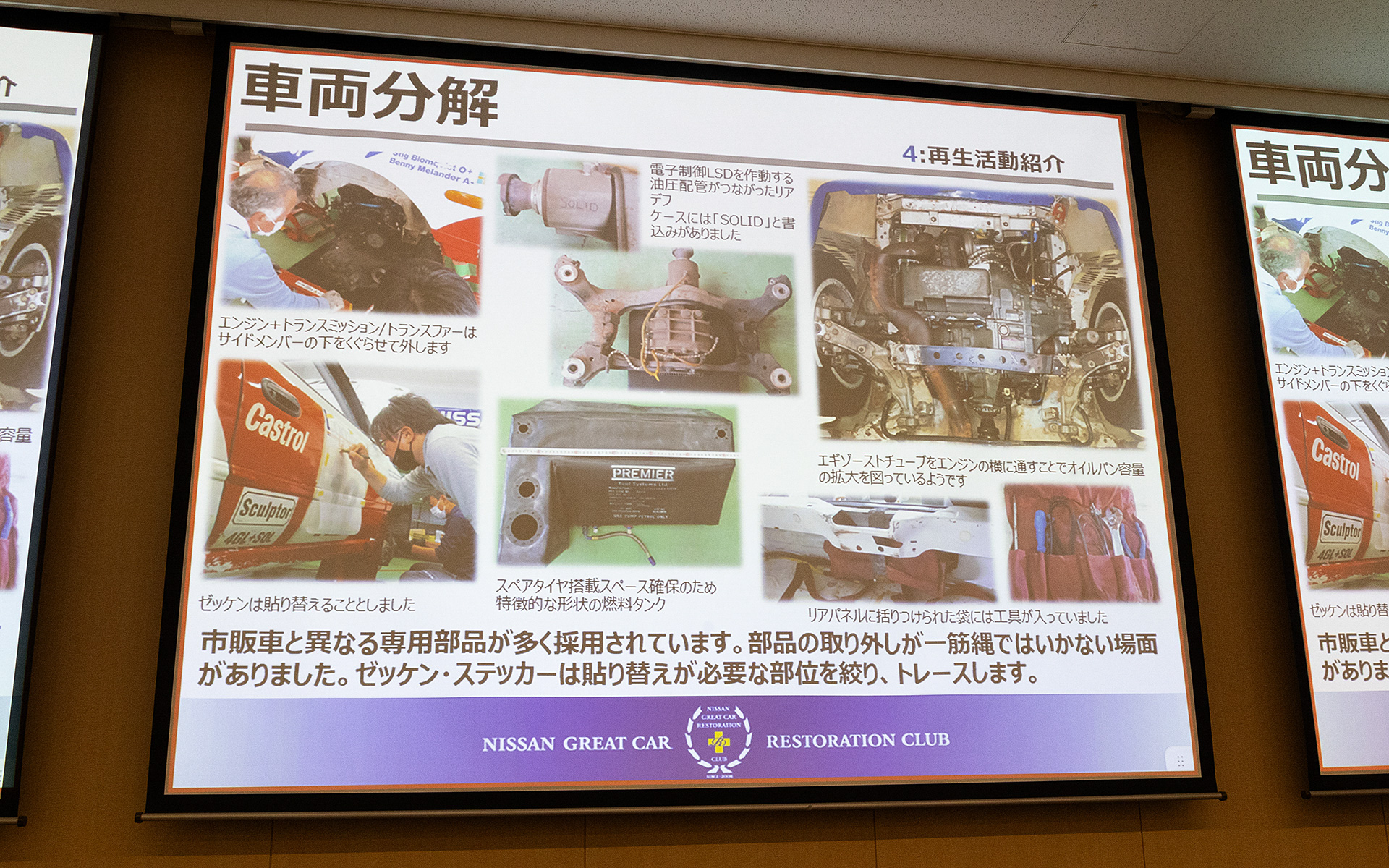 市販車とは異なる専用部品が多く使われていて、それらをどう取り外せばいいか、というところから壁に当たったという