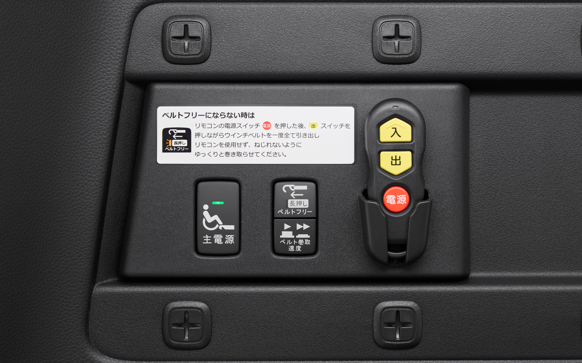 電動ウインチは付属のリモコンで操作可能