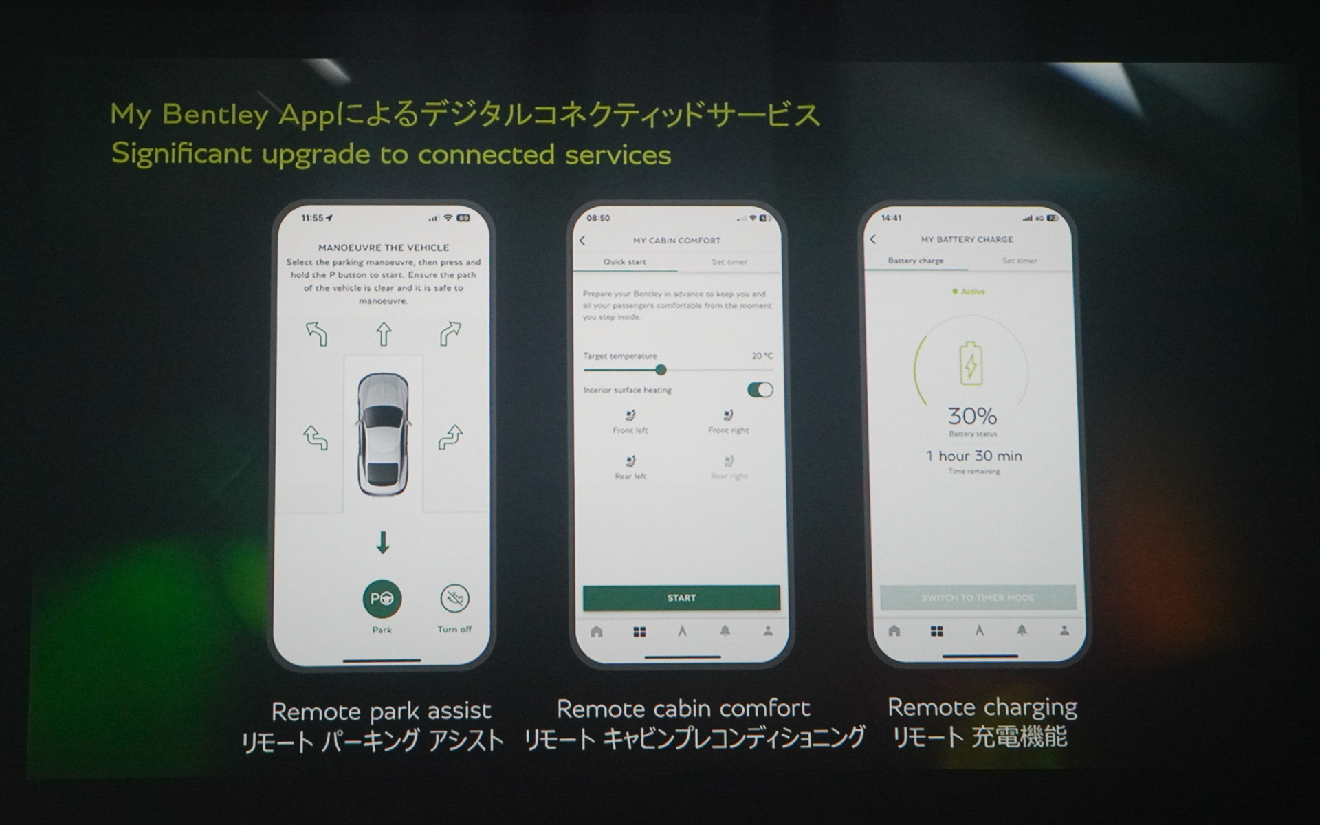 スマートフォンからの操作にも対応。リモートパーキングにも対応