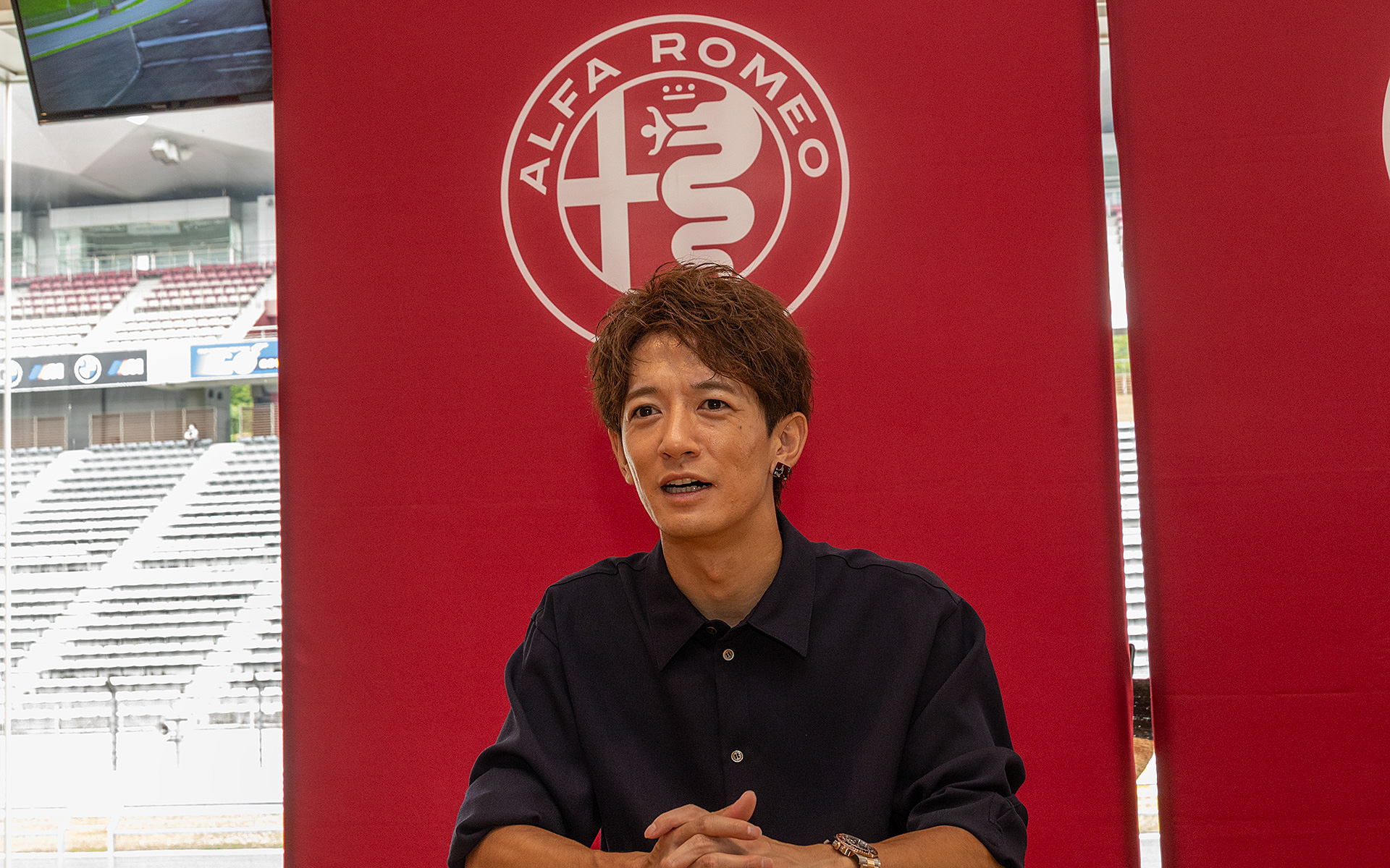 生粋のアルファ ロメオファンであるタレント・俳優の大倉士門氏のコメントをうかがう機会も設けられた
