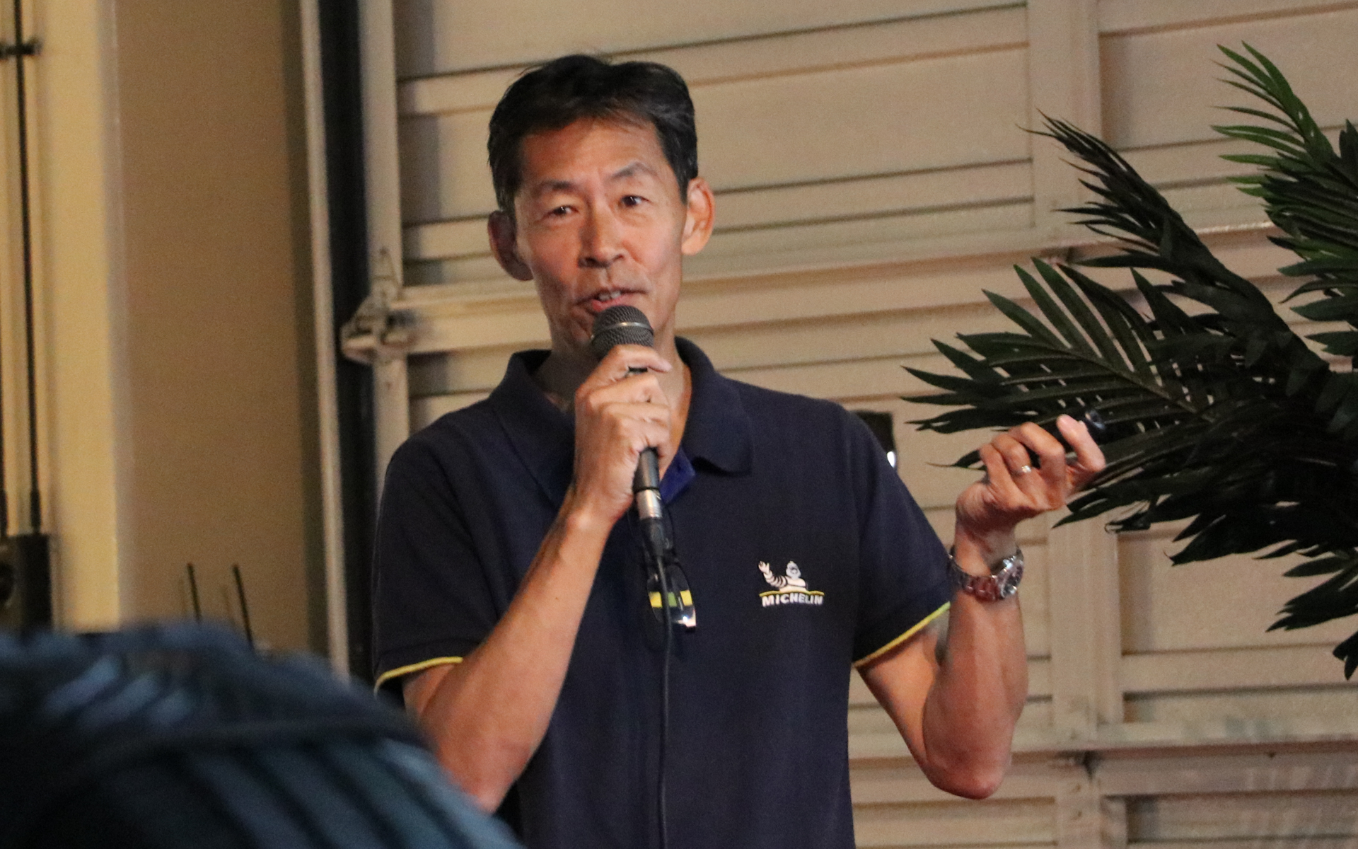 サステナブルに関する説明を行なった日本ミシュランタイヤ株式会社 研究開発本部 テクニカルエキスパート 蔭山浩司氏