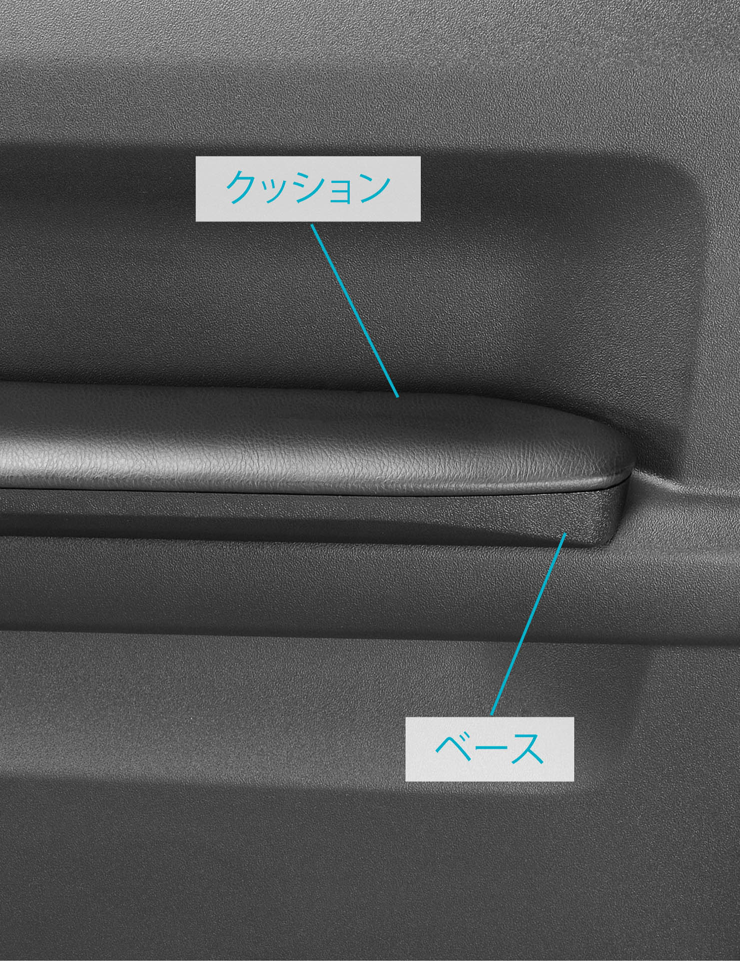 製品装着によりアームレスト部を約1.5cm拡大。クッション部は純正インテリアにも採用実績がある本革調表皮を使用し、ベース部はジムニー/ジムニーシエラに合わせた表面処理が施される