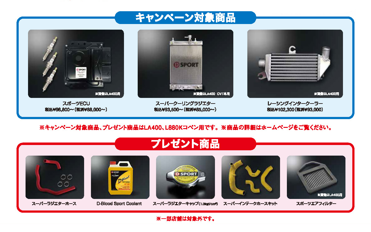 キャンペーン対象商品とプレゼント商品