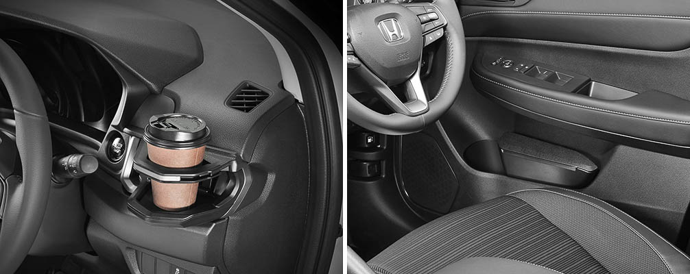 WR-V専用設計のドリンクホルダー（左）と、ゴミ箱 運転席用（右）