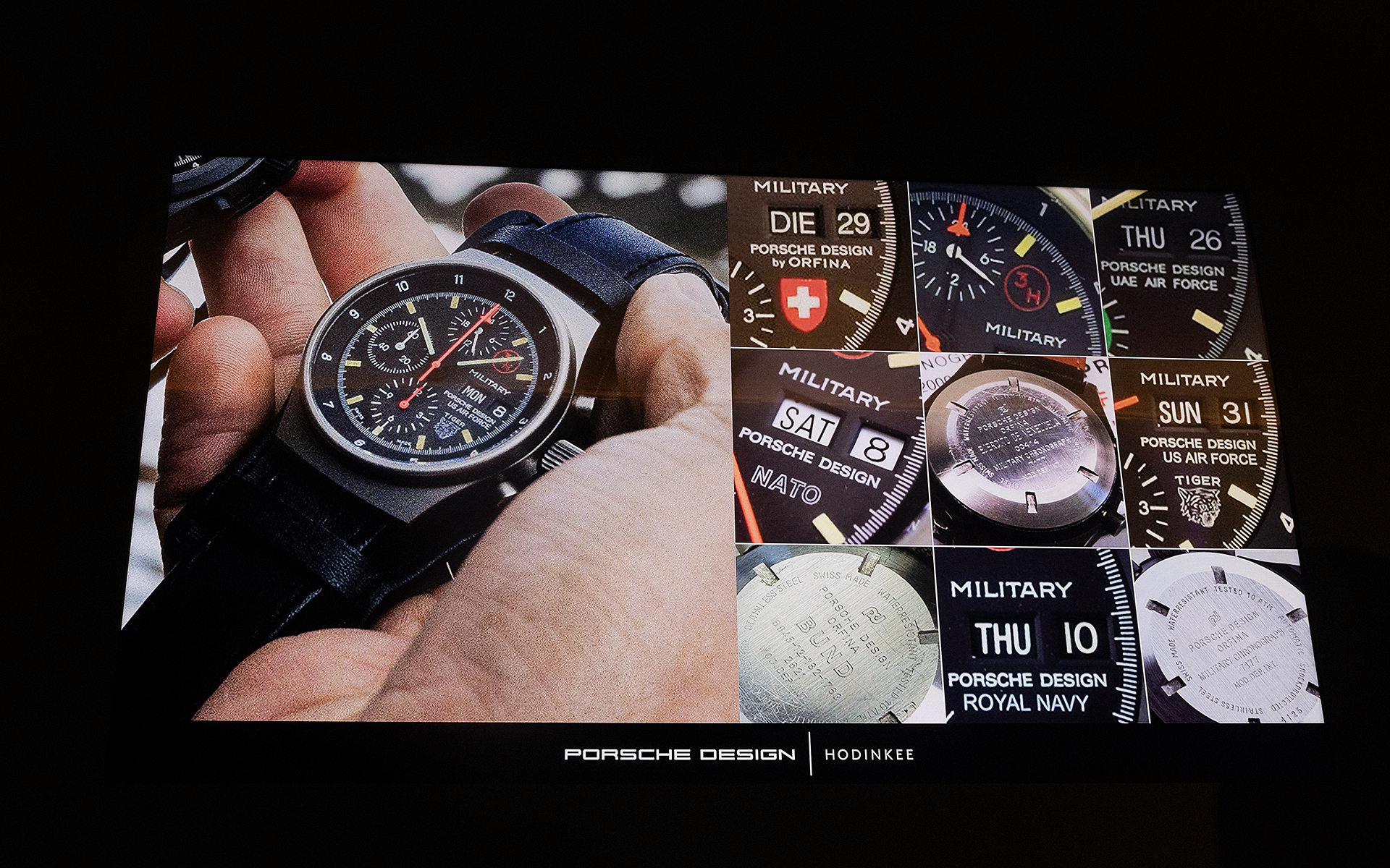 クロノグラフ1にはNATO向けの軍用バージョンもある。軍用時計では通常、文字盤にブランド名は入らないがポルシェは例外だった