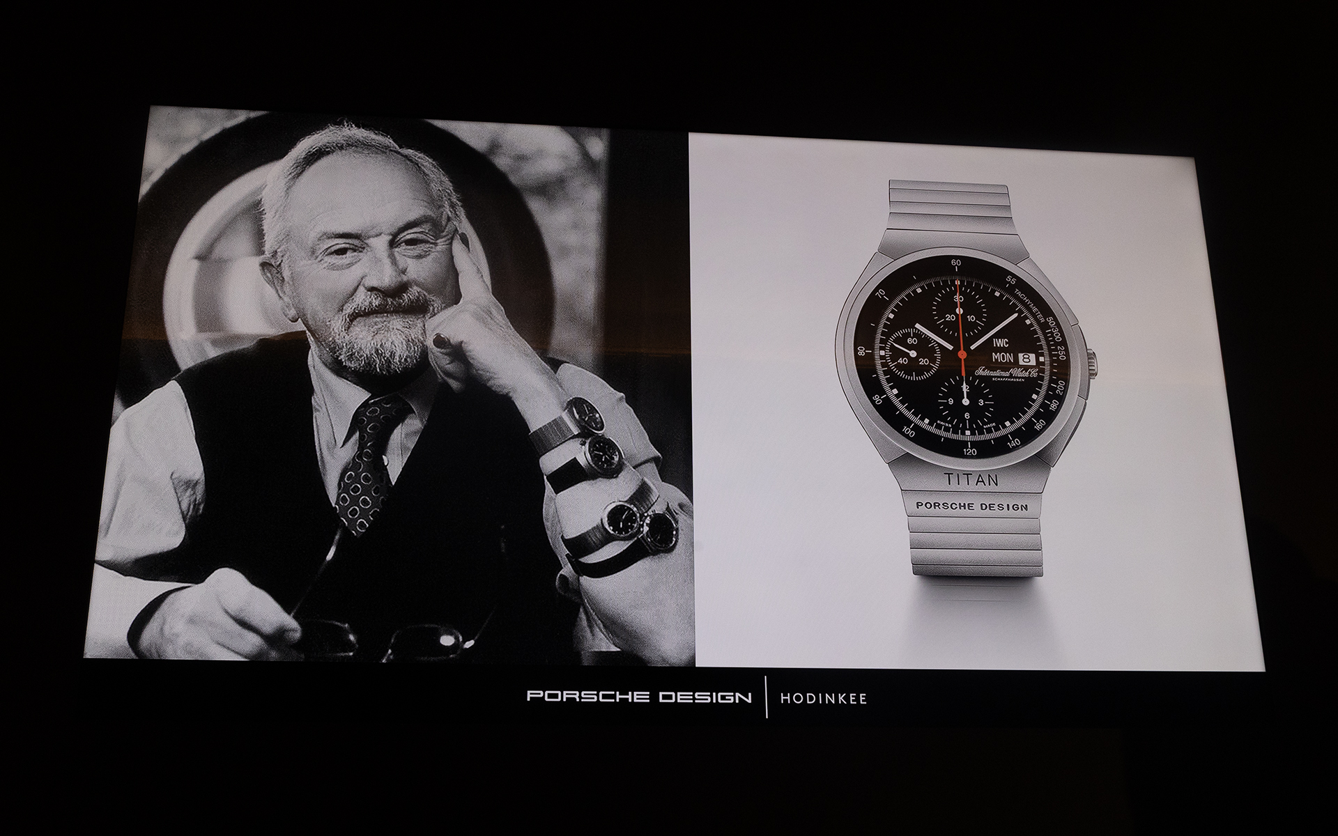 当時、時計業界は機械式時計を作るメーカーの倒産件数は増えていた。そこでポルシェデザインはIWCと組みチタンクロノグラフを生み出し、IWCの立場を引き上げた。そしてこの時計はポルシェデザインの時計の象徴的な顔とも言われている。そしていまではケースの素材はチタンが主役になっている