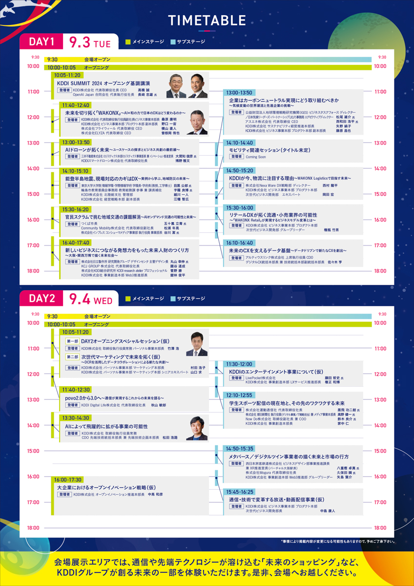 KDDI SUMMIT 2024タイムテーブル