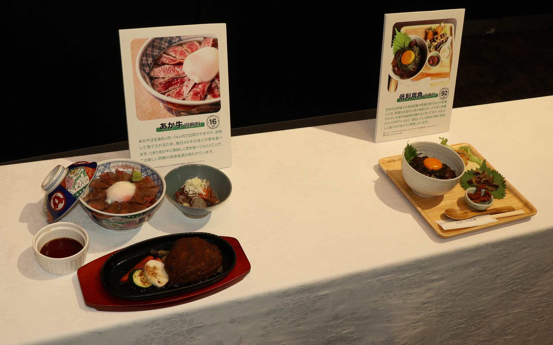 ツアー中に現地で味わえる“サステナブルなグルメ”のイメージ展示