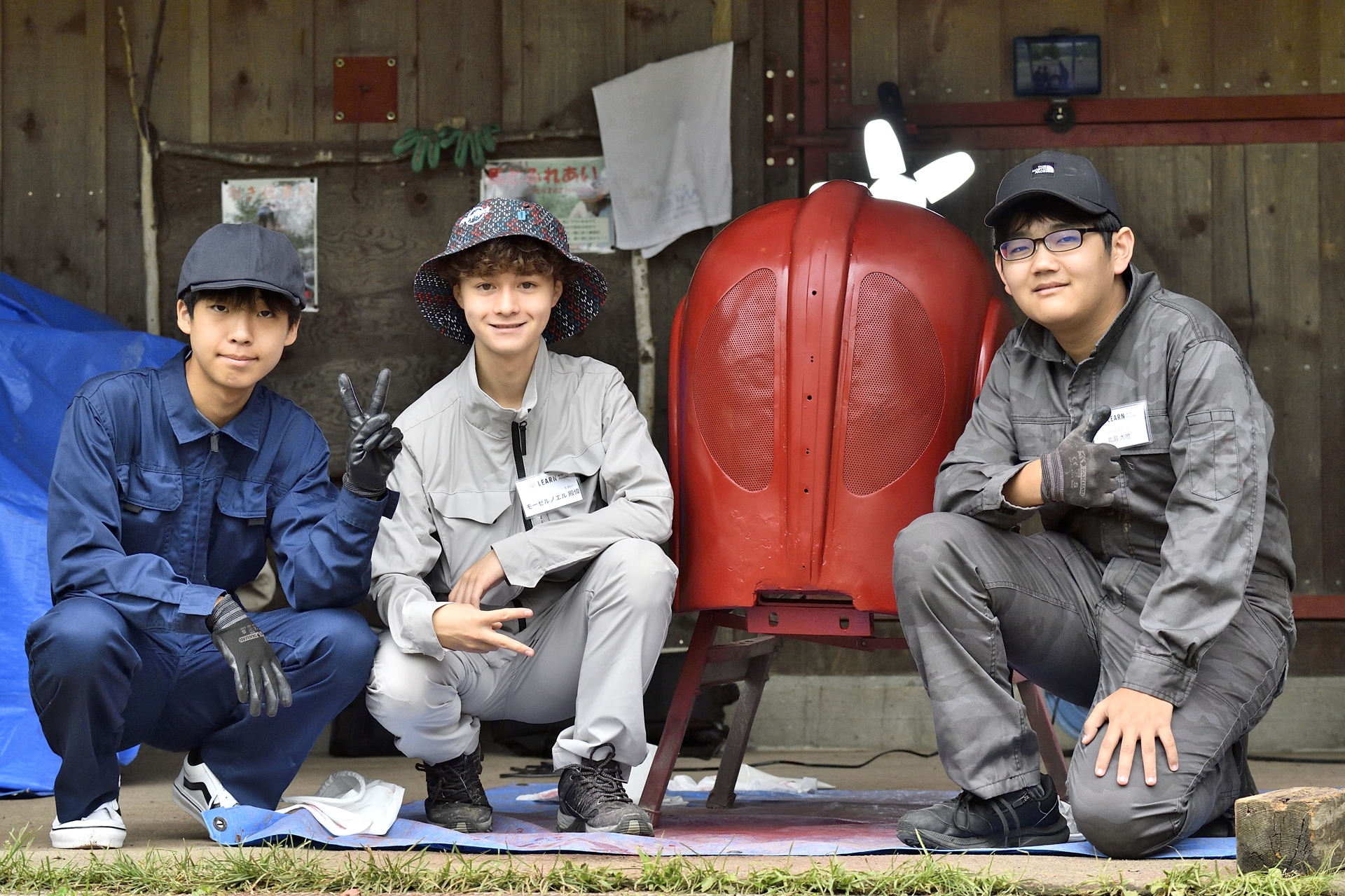 左から北村玄くん、モーゼル ノエル 殿偉くん、北畠大地くん