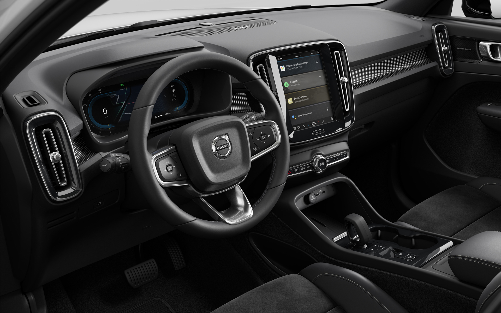 格子模様のパターンで近未来的な印象を演出するカッティングエッジ・アルミニウム・パネルのほか、テイラード・シルクメタル・スポーツステアリングホイールやシフトノブ（チャコール）も採用