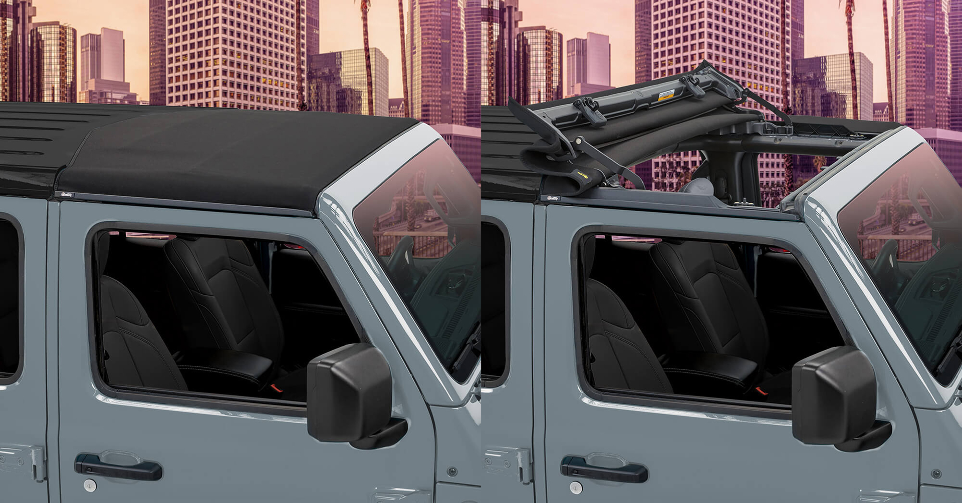 フロントシートの頭上にソフトトップ（手動開閉式）の「フリップトップ」を装備