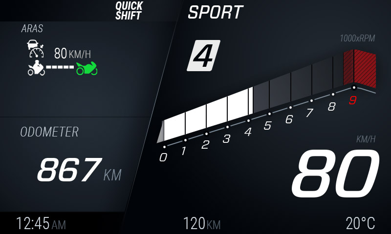 「ACC Stop & Go」有効時のメーターディスプレイのイメージ