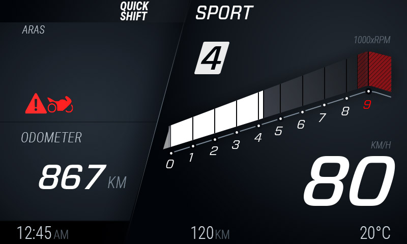 RCWが動作したときのメーターディスプレイのイメージ