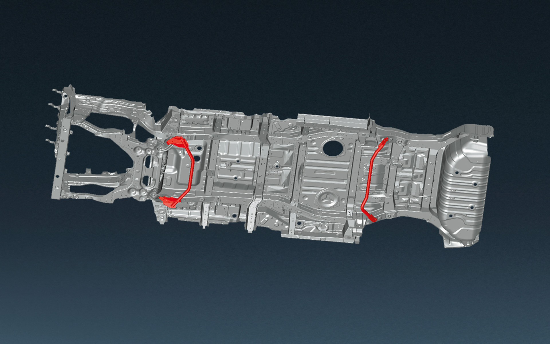 専用ボディ補強（フロントクロスバー、リヤクロスバー）