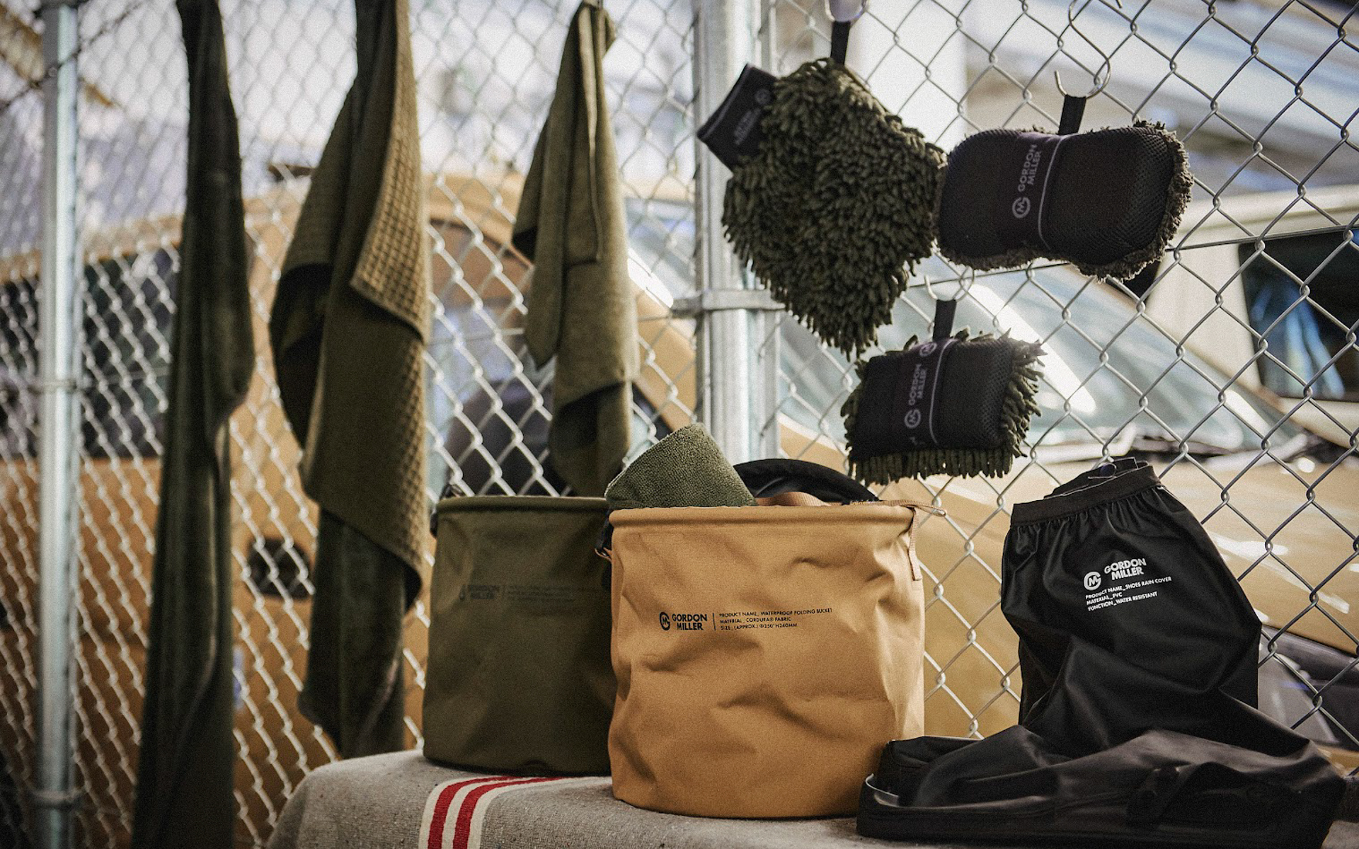 ゴードンミラーがオリーブドラブカラーの洗車用品を11種ラインアップした