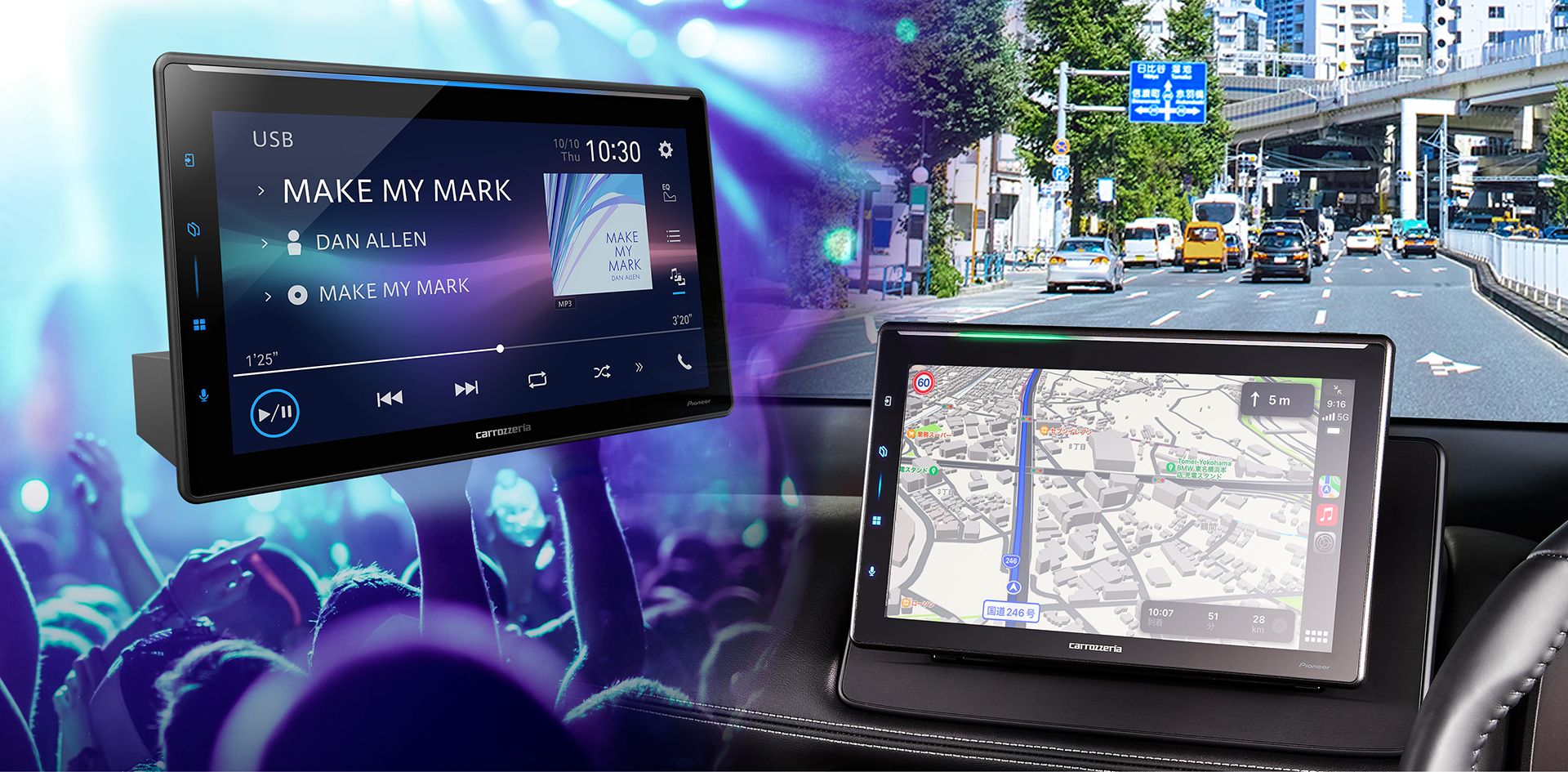 ディスプレイ上部に音楽やナビアプリのルート案内に合わせてイルミネーションが連動する「ルミナスバー」を採用