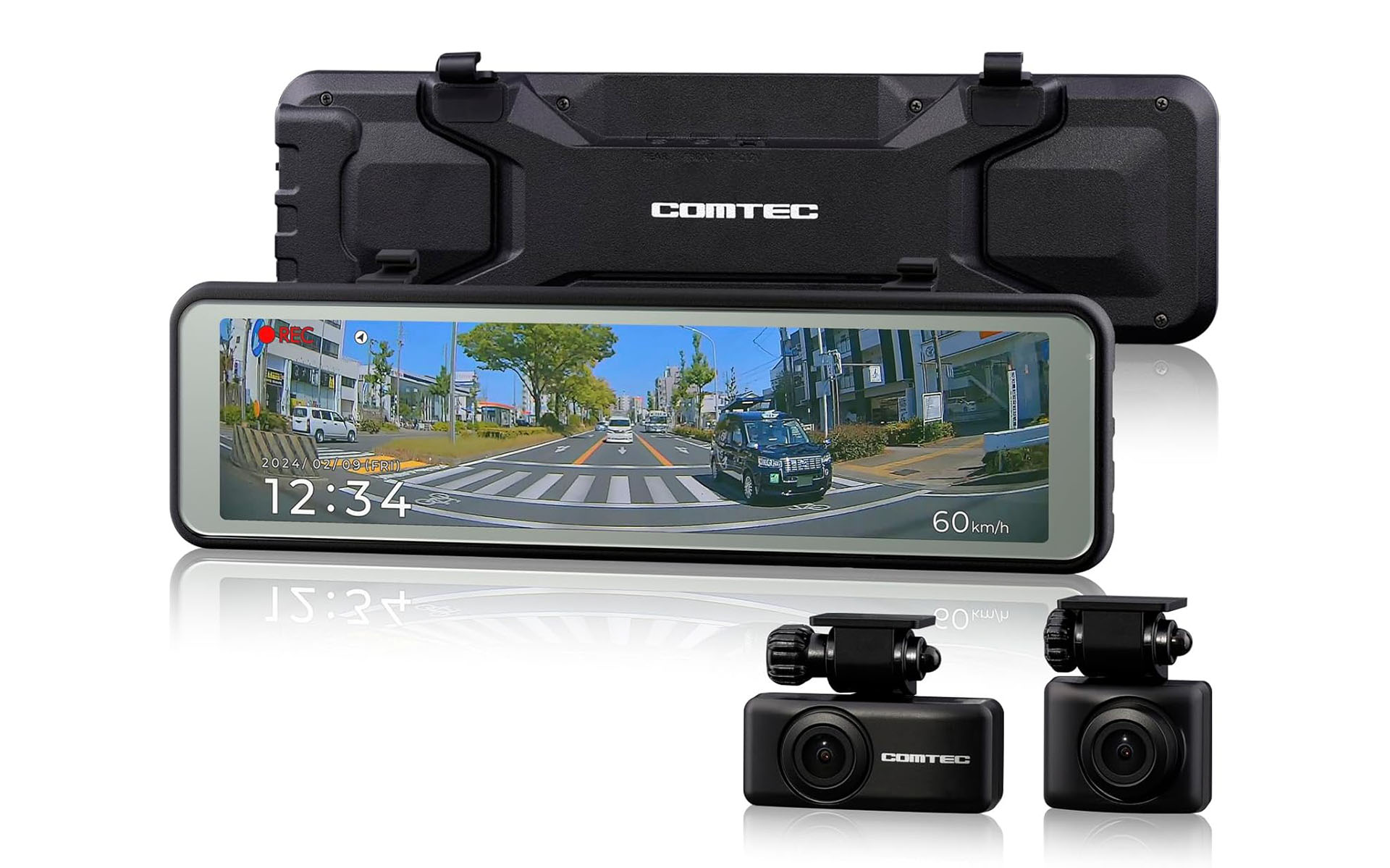 【Amazon.co.jp 限定】コムテック 前後2カメラミラー型ドライブレコーダー AZDR48