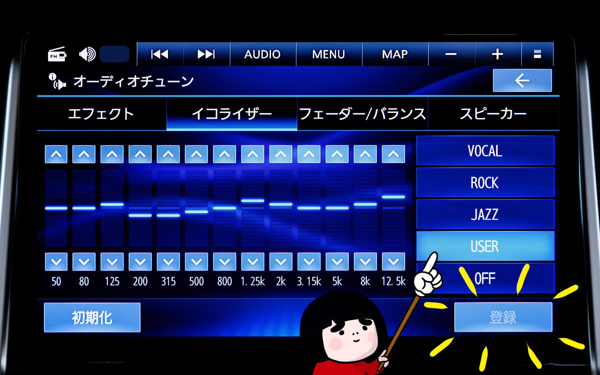 自分好みで調整したユーザープリセットも可能