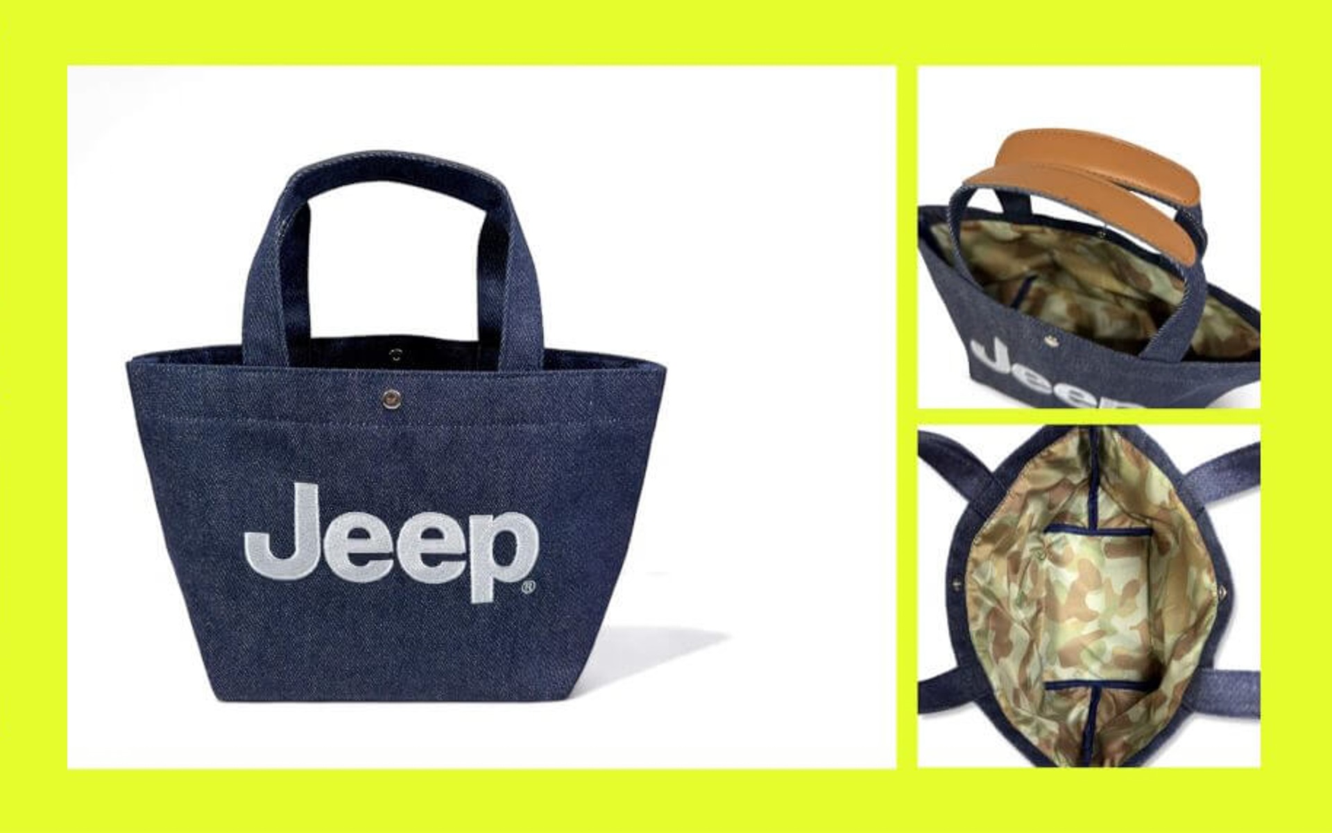 オリジナルの「Jeep デニムトートバッグ」。来場1組に1つのみ。数に限りあり