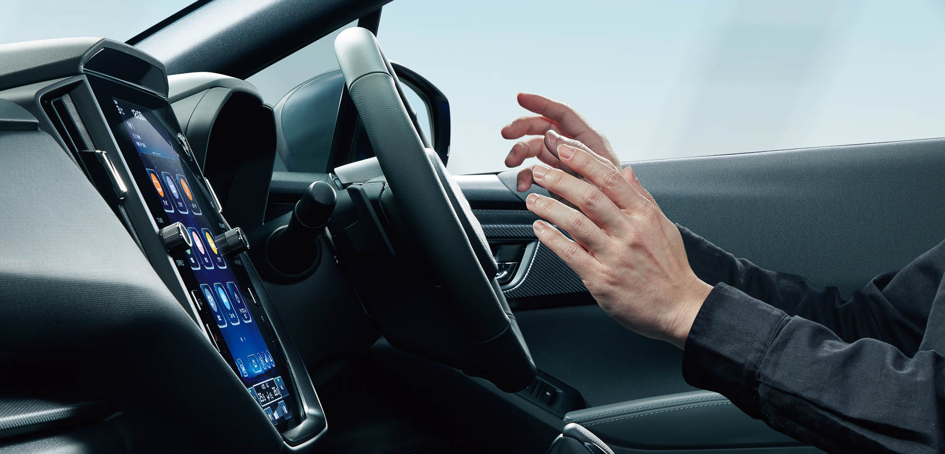 アイサイトXの渋滞時ハンズオフアシスト作動時のイメージ