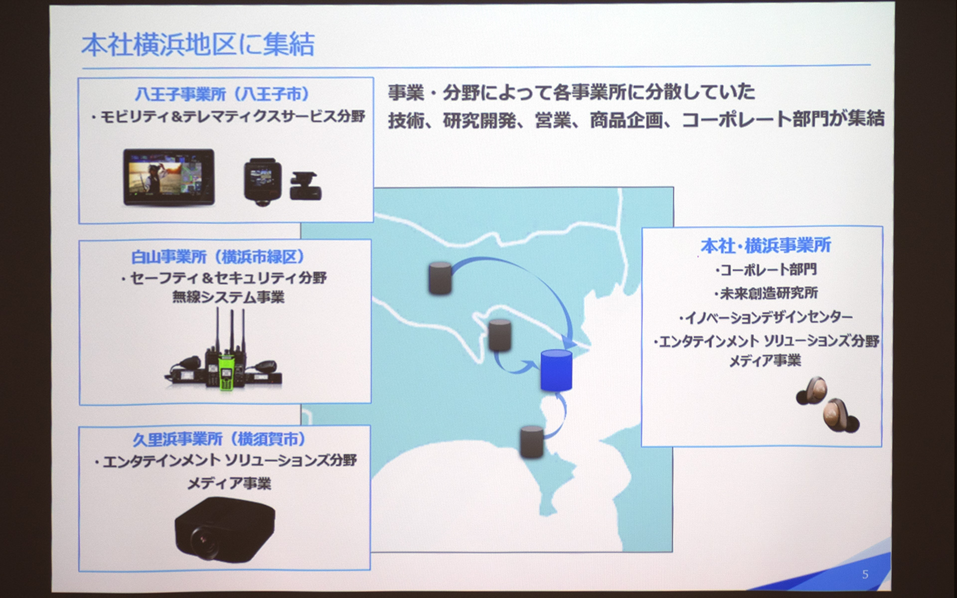 これまでは部門ごとに事業所の場所が違っていた。そして事業所ごとに仕事の進め方にも個性があったが、VCSに集約したことで仕事の進め方も改善していくとのこと