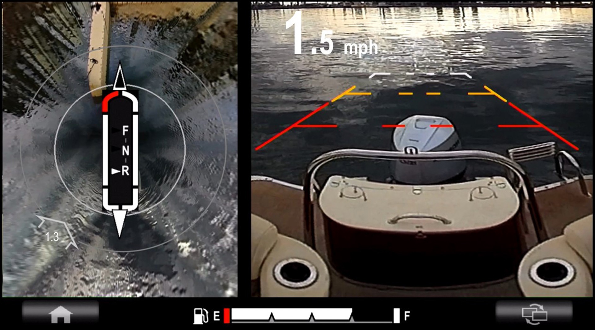 全周囲＋後方ビューで、後進での離桟をサポート