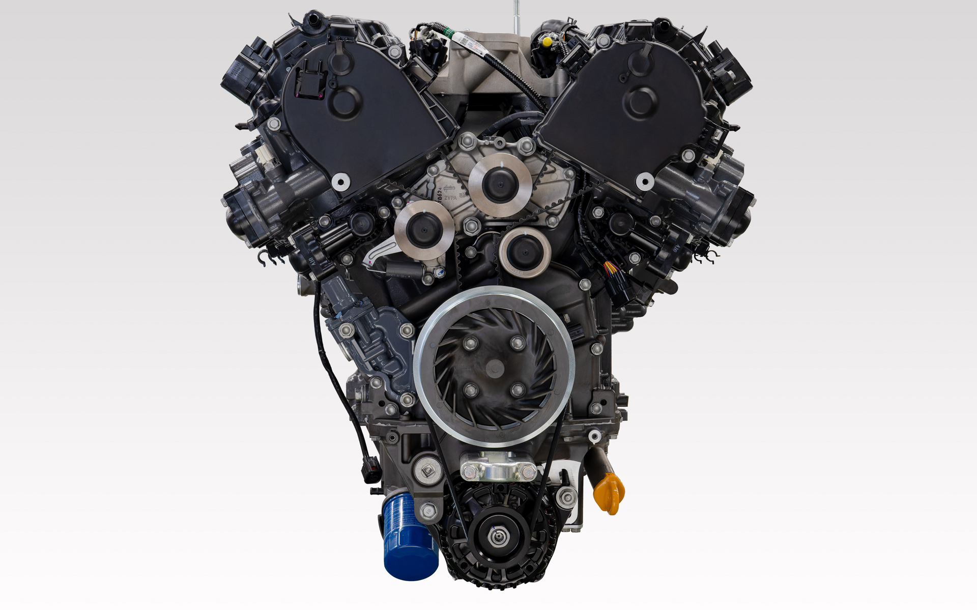 BF350の主なスペック。水冷4ストローク60°V型8気筒5.0リッター 立軸形SOHC・VTEC・4バルブ（気筒当たり）、連続最大出力257.4kW（350PS）/6000rpm、推奨回転範囲5000～6000rpm、外寸は1120×650mm（全長×全幅）、燃料は自動車用レギュラーガソリン