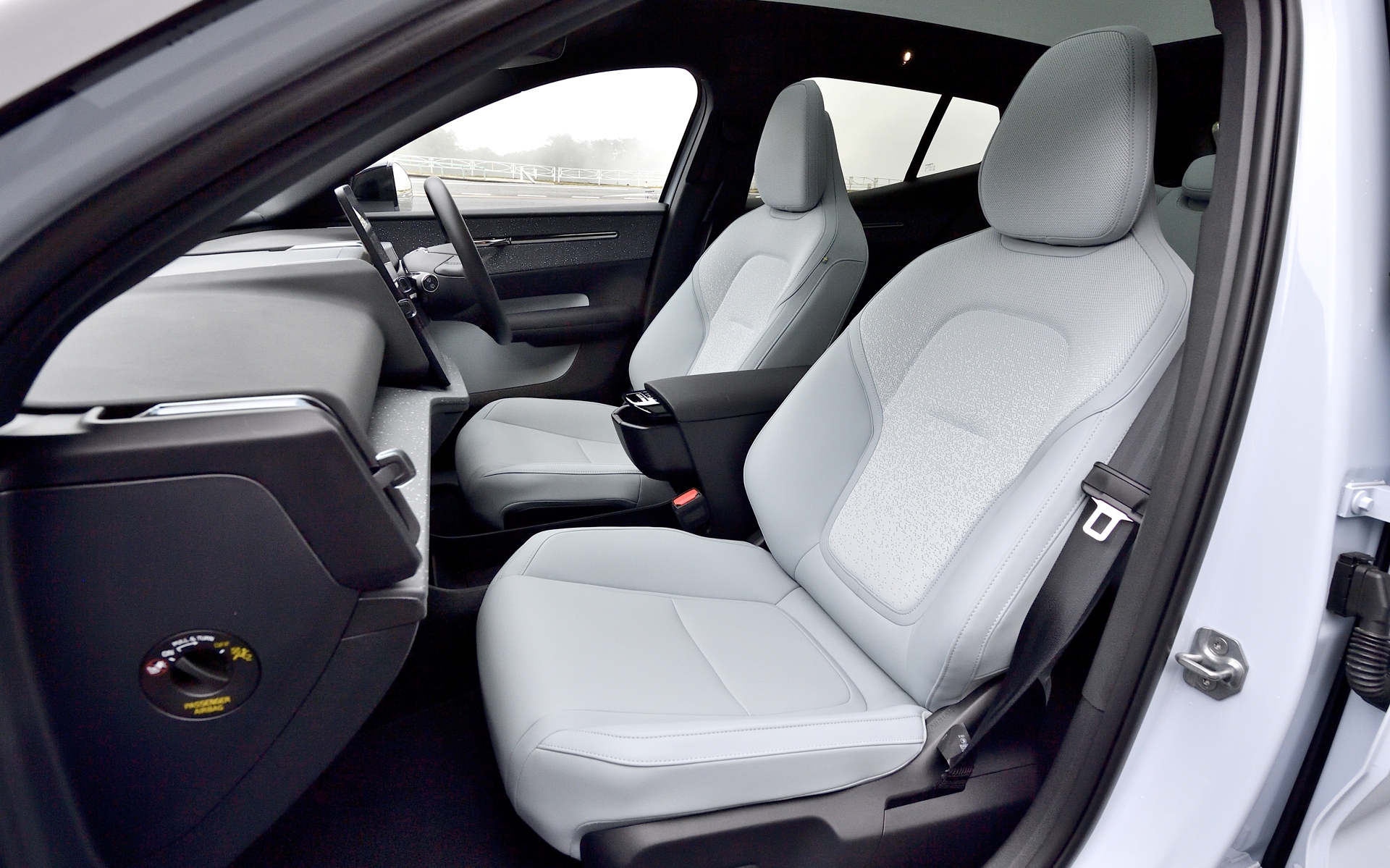 シート素材やデコラティブ・パネルに再生可能な素材やリサイクル素材を使用。内装は北欧の自然をイメージした「ブリーズ」「ミスト」の2種類を設定。試乗車は「ブリーズ」