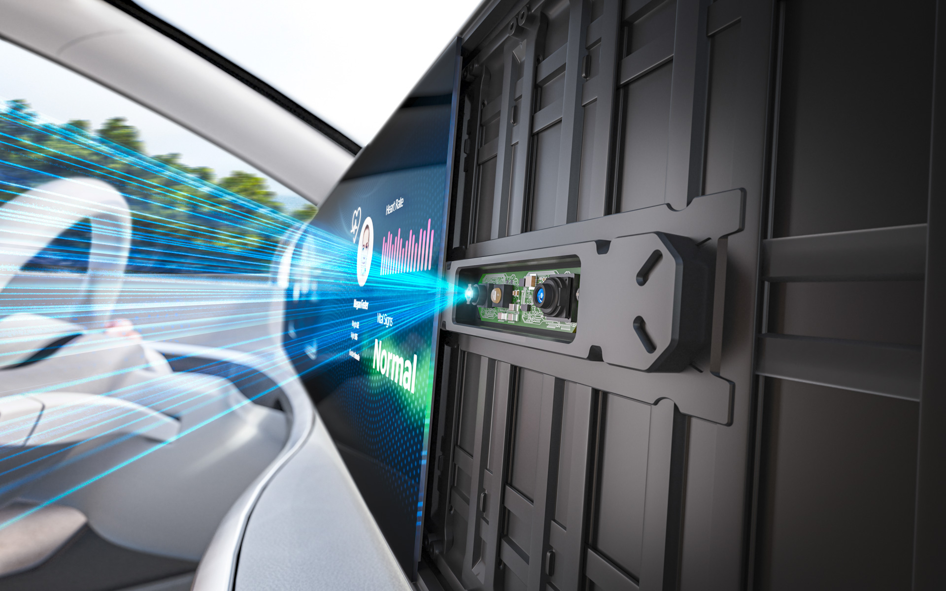 乗客の生体パラメーターをモニタリングする「インビジブル・バイオメトリクス・センシング・ディスプレー」