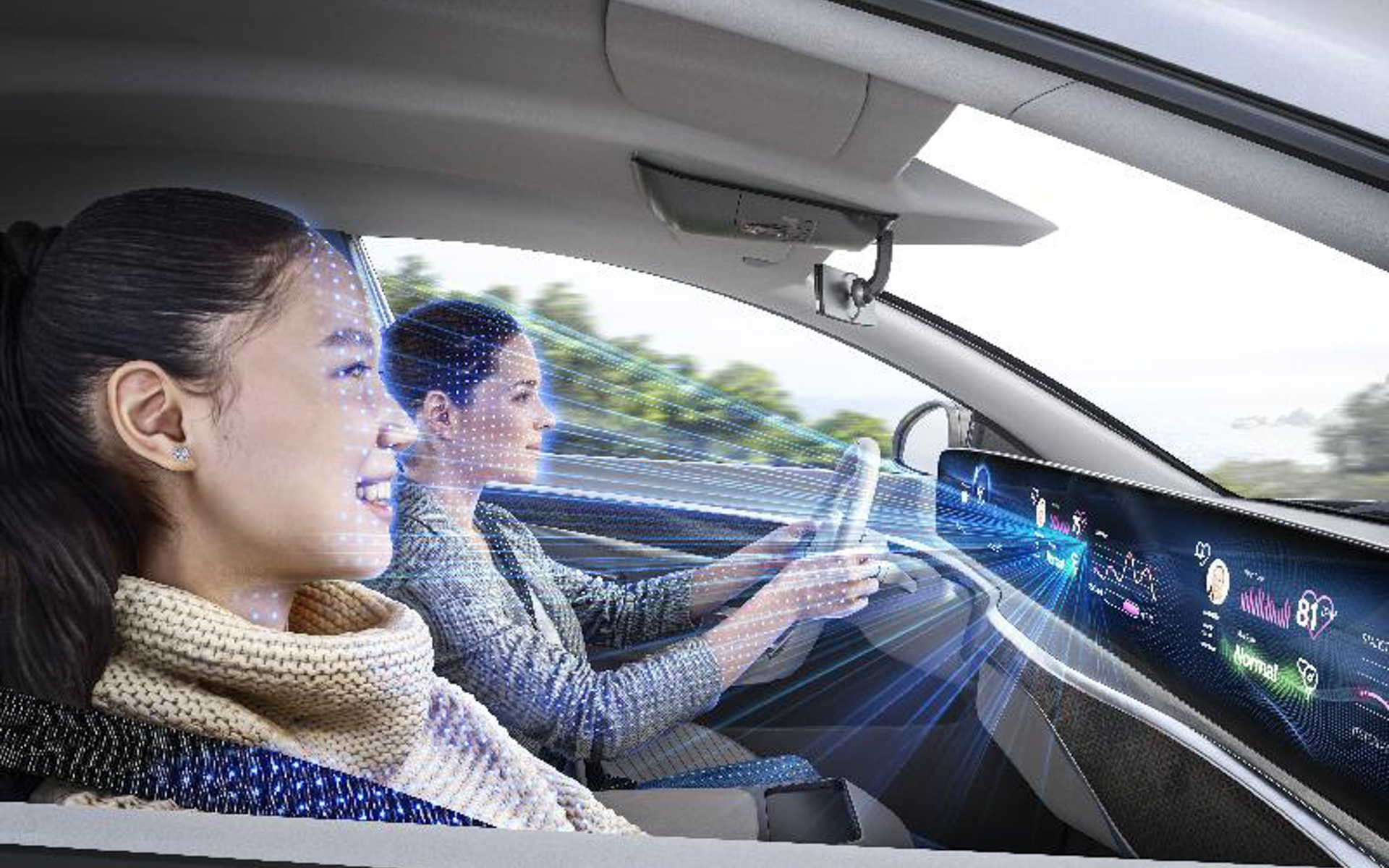 乗客の生体パラメーターをモニタリングする「インビジブル・バイオメトリクス・センシング・ディスプレー」