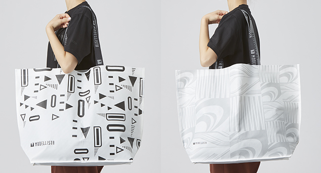 会場でアンケートに答えるともらえるのが、両面で異なるデザインを楽しめるモデリスタオリジナルのビッグバッグ。サイズは600×420mm（縦×横）