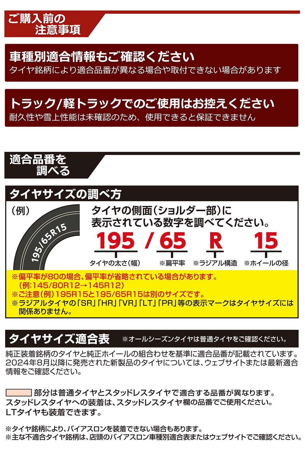 適合サイズの調べ方