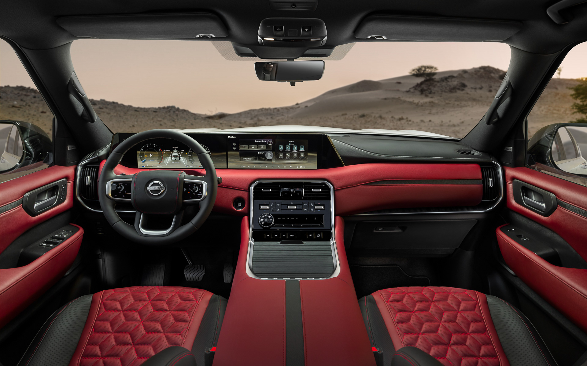 インテリアは快適さと最先端のテクノロジーが調和するよう設計され、2つの14.3インチのディスプレイを配したインフォテインメントシステムはGoogle ビルトインを搭載した日産コネクト2.0を採用。64色から選べるアンビエントライトシステムも備えた