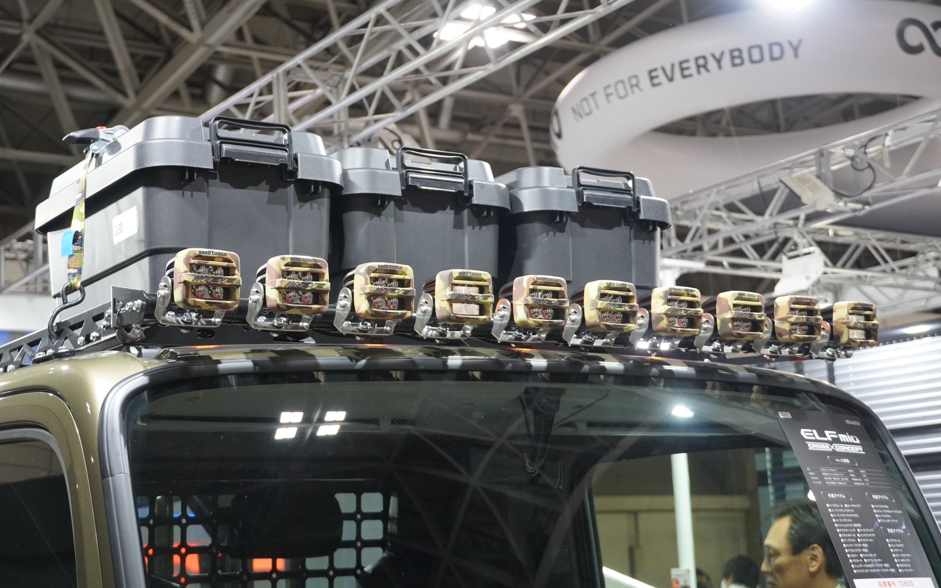 ルーフキャリアにはワークライトも装備