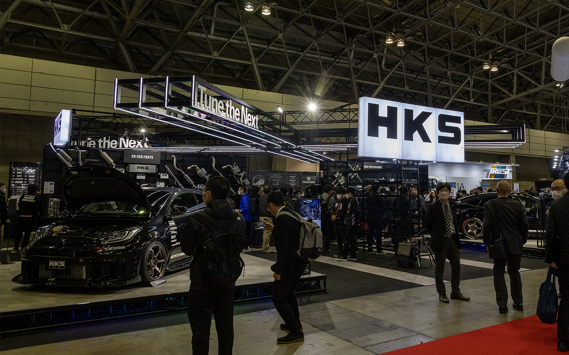 HKSブースは設営に使用する機材のおよそ9割をリユース、リサイクル可能な機材、材料としたサステナブルな取り組みを行なっている