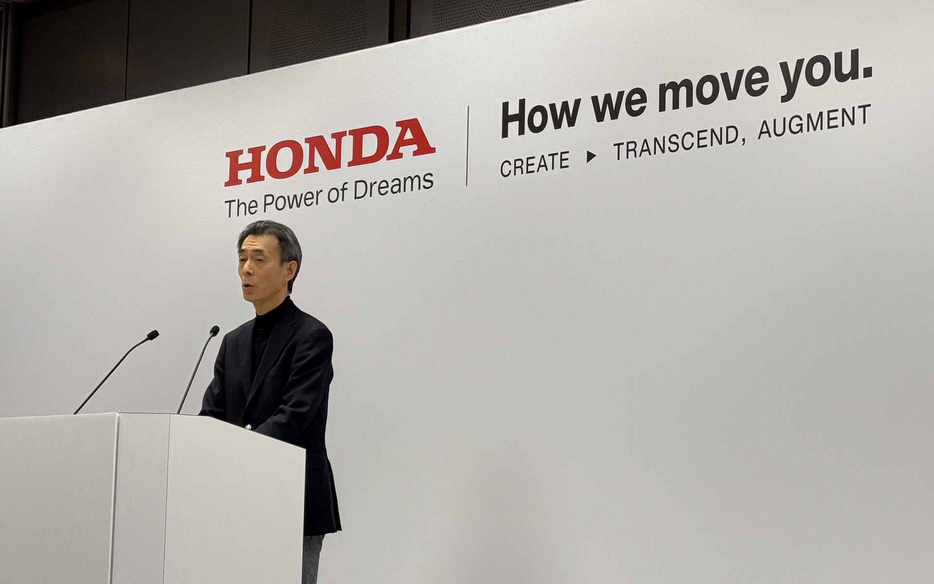 本田技研工業株式会社 取締役 代表執行役副社長 貝原典也氏。ホンダとして初めて人事関連の発表会を行なうという