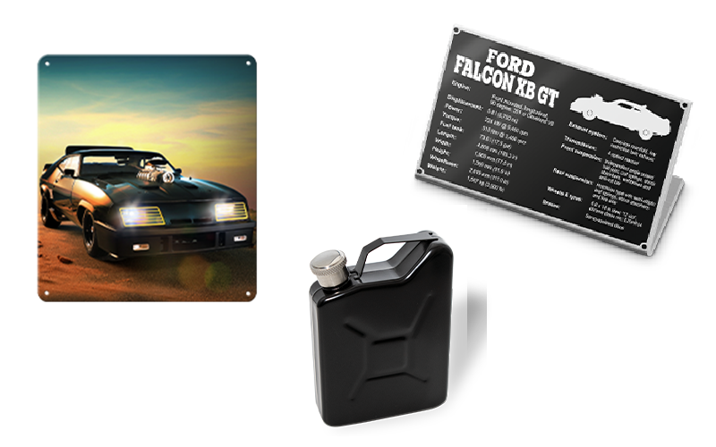 3月11日までに申し込むともれなくもらえる特典。左から「特製メタルポスター」「1/8スケールジェリ缶」「オリジナルディスプレイプレート」