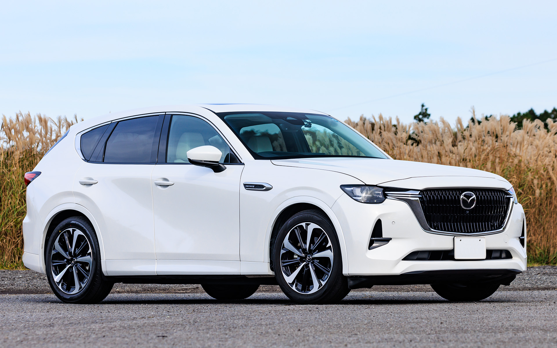 試乗車はマツダ「CX-60」で直列6気筒3.3リッターディーゼルエンジンにM Hybrid Boost（48V マイルドハイブリッド）を搭載したハイブリッドモデル