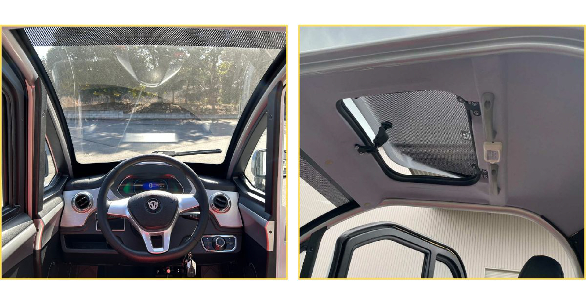 大きな窓にサンルーフも備えている