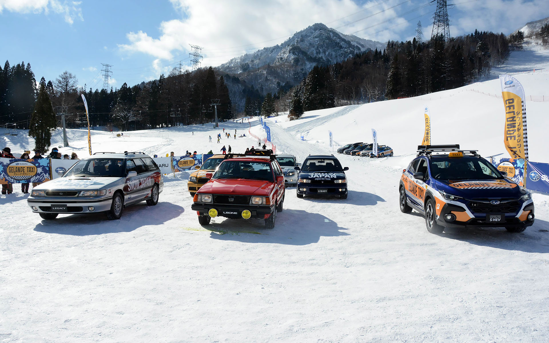 「レオーネ」と歴代レガシイが勢ぞろい