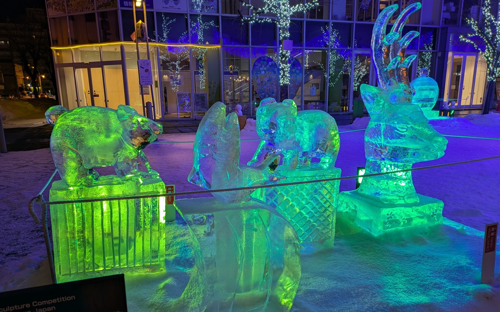 たくさんの氷の彫刻が展示されていました