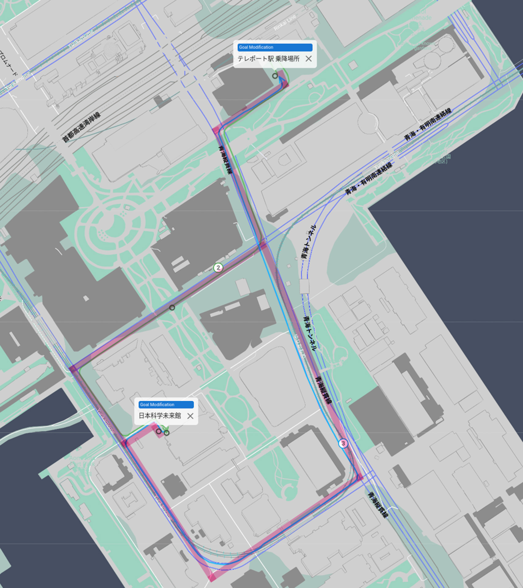 お台場の走行経路