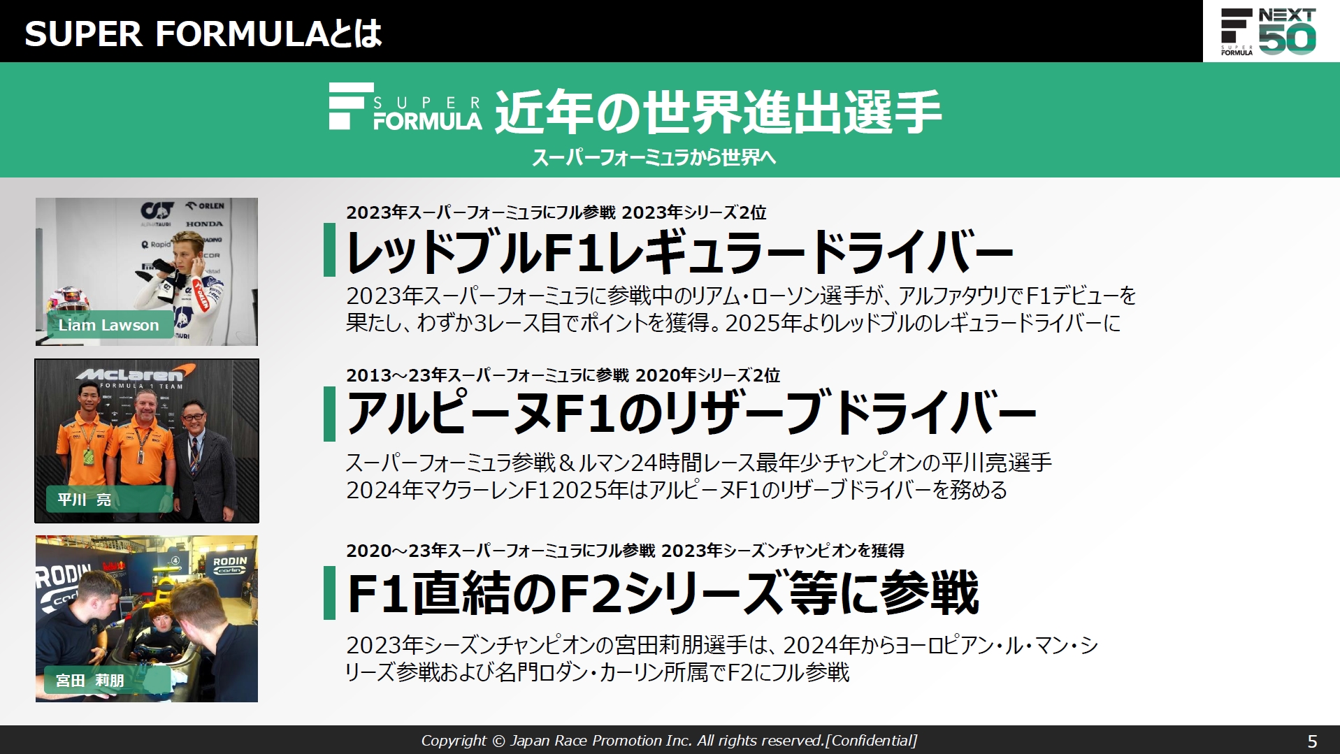 スーパーフォーミュラで活躍したドライバーがF1などにステップアップしている