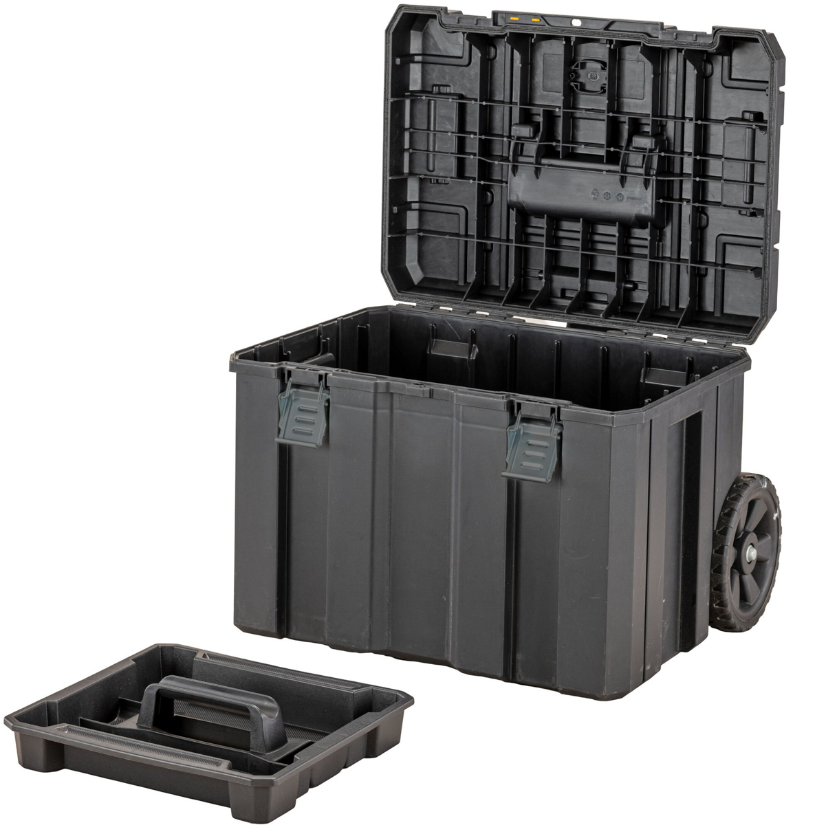 タイヤと持ち手が付いた大容量の収納キャリーボックス