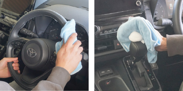 車内のほとんどの場所を洗浄できる