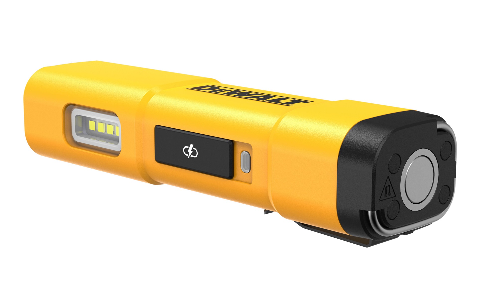 底部には強力なマグネットと収納式フック、ベルトフックを備える