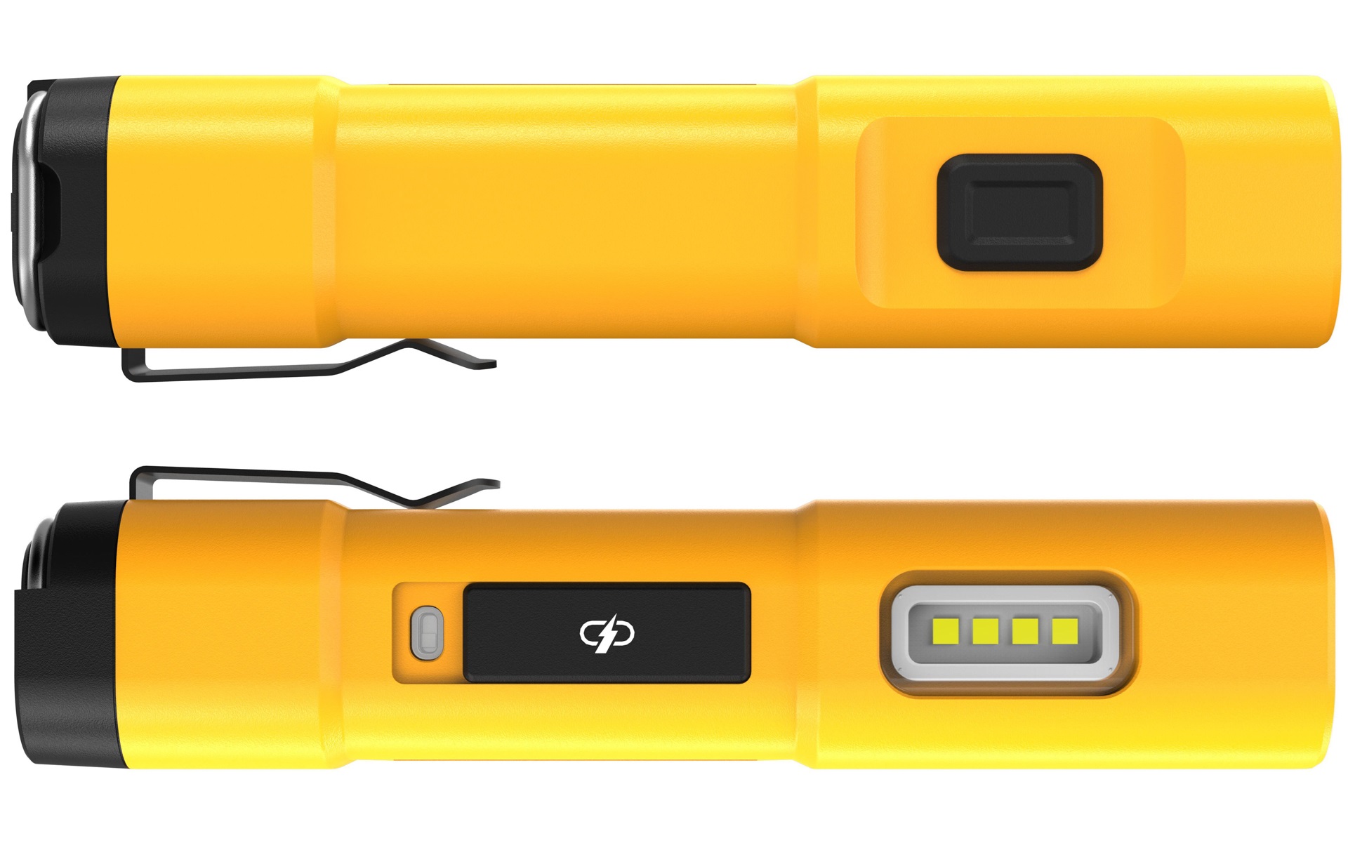 持ちやすいスリムな形状。電源ボタン側と、充電ポート側にはサイドフラッシュを備える